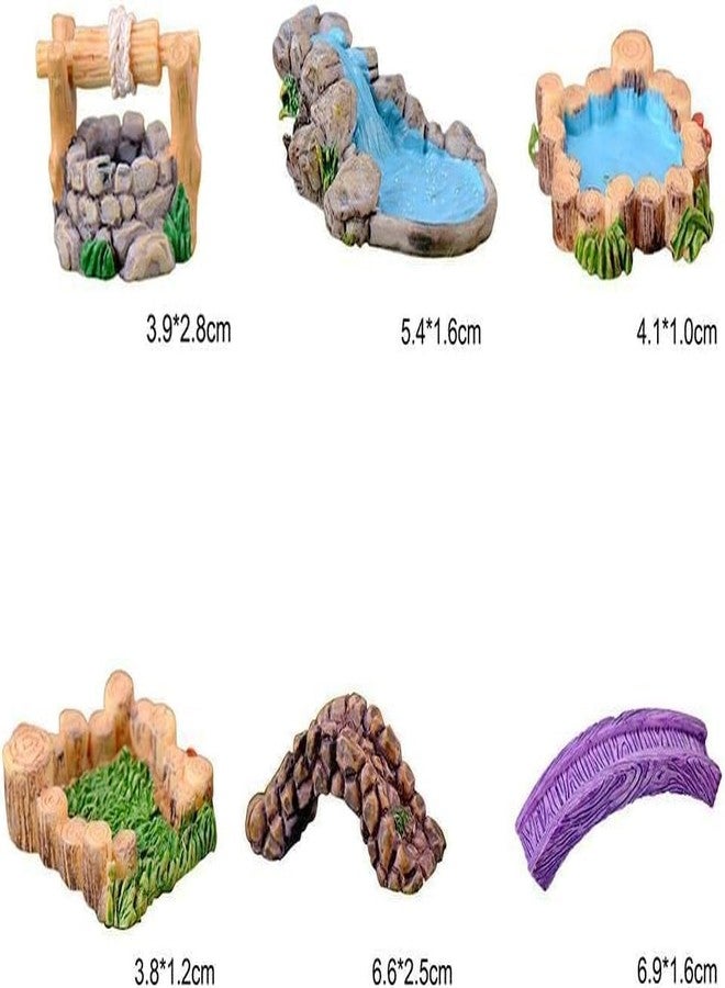 Mozff Blue DIY Miniature Water Pool Fairy Garden Decor - Antique European Manor Style Mini Pond Landscape Ornament for Dollhouse Village and Outdoor Crafts - Image 5